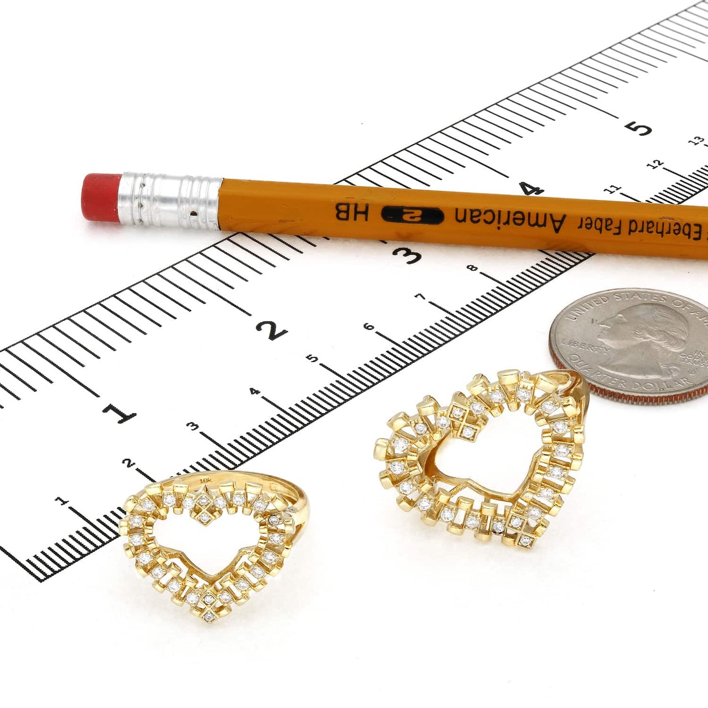 10K Gold Yellow CZ Heart Signet Ring