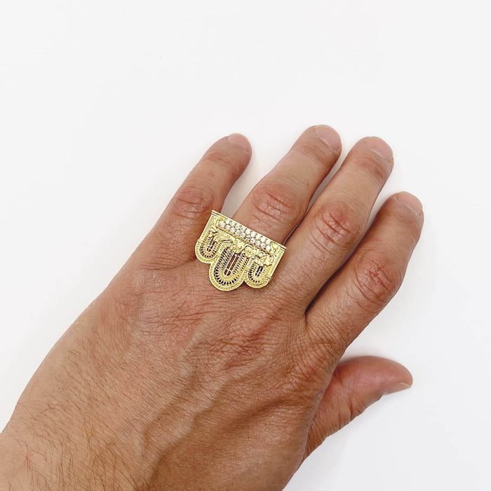 10K Gold Yellow CZ Last Supper With Arches Ring - WJD Exclusives