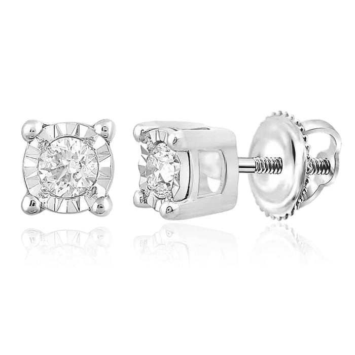 .40CTW Natural Diamond 10K Gold Yellow White Round Solitaire Stud Earrings 4.7mm - WJD Exclusives