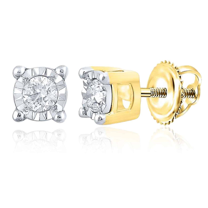 .40CTW Natural Diamond 10K Gold Yellow White Round Solitaire Stud Earrings 4.7mm - WJD Exclusives