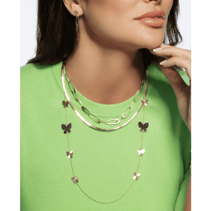 14K Yellow Gold 5.5mm Italian Oval Elongated Necklace (Solid Links) 18" - 18.25" Adjustable - WJD Exclusives