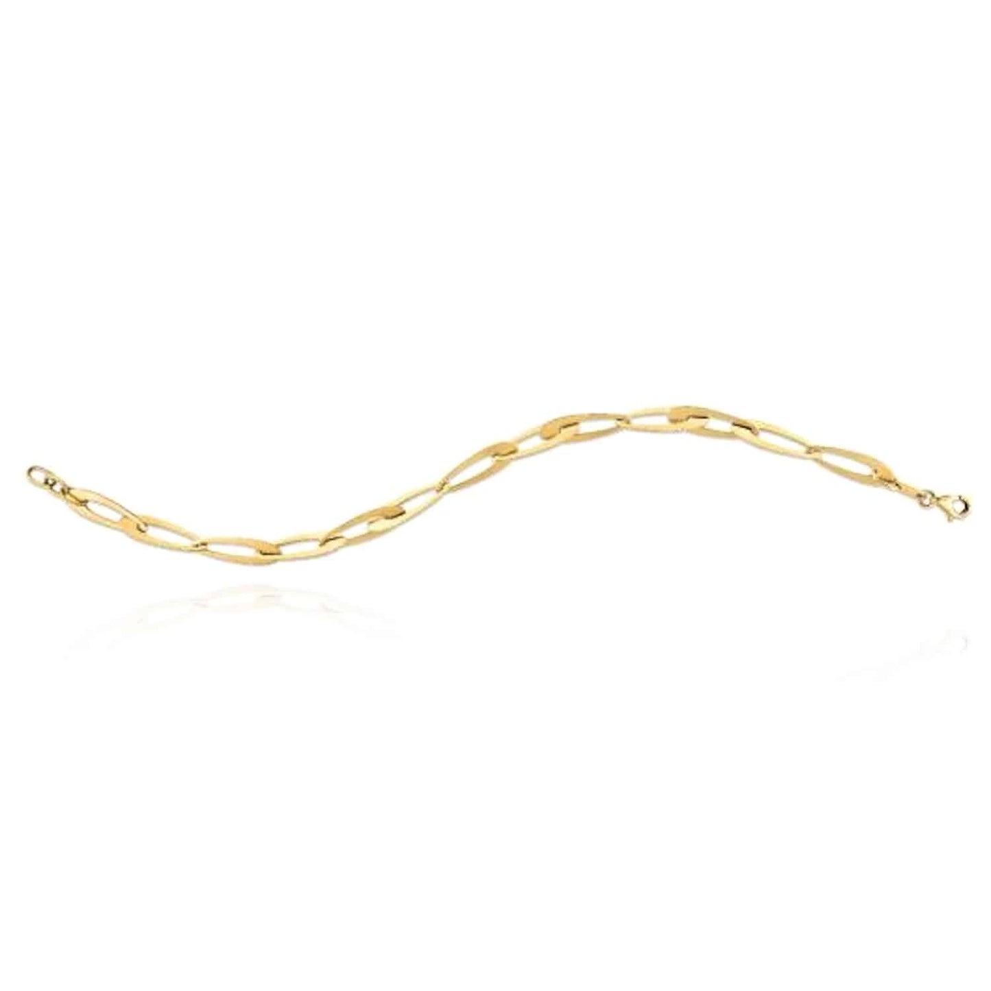 14K Real Gold Yellow 5.5mm Italian Oval Elongated Bracelet 7.5"