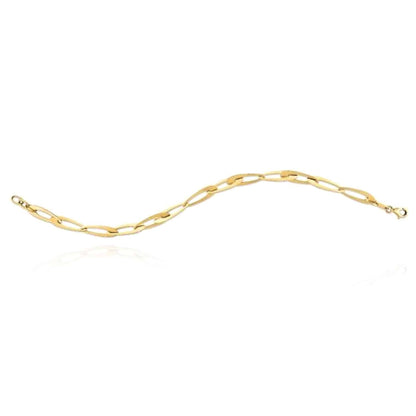 14K Real Gold Yellow 5.5mm Italian Oval Elongated Bracelet 7.5"