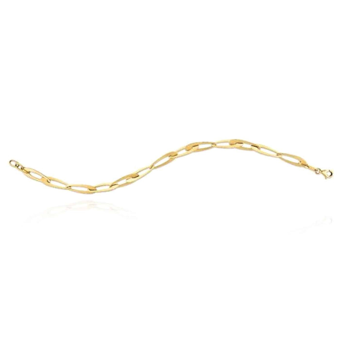 14K Yellow Gold 5.5mm Italian Oval Elongated Bracelet (Solid Links) 7.5" - WJD Exclusives