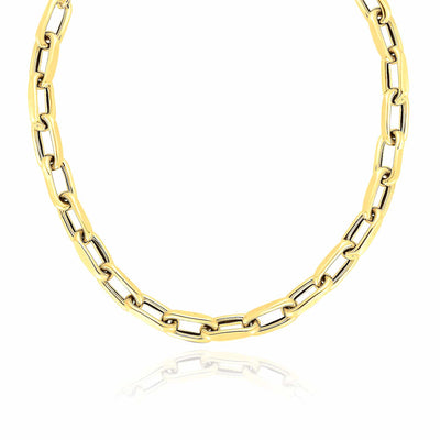 14K Yellow Gold 9mm Oval French Cable Chain (Solid Links) 18" - WJD Exclusives