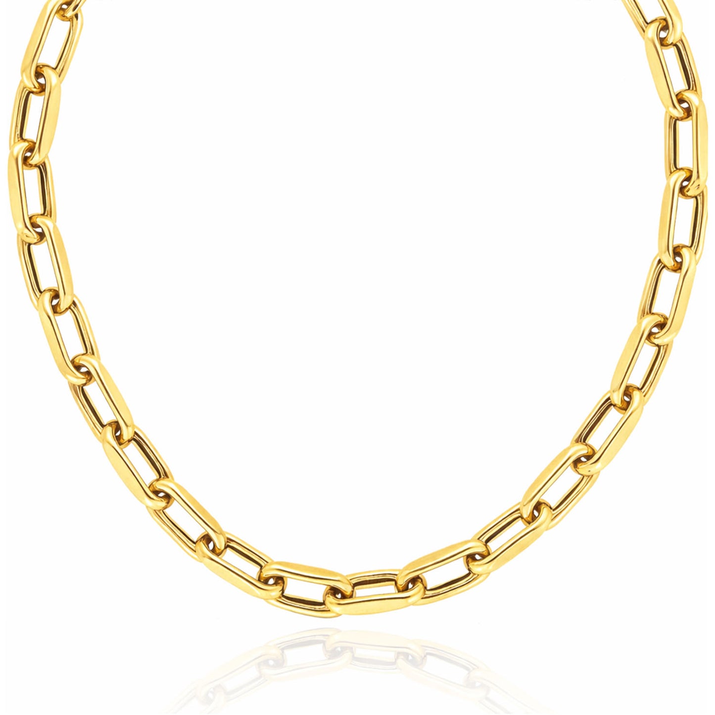 14K Yellow Gold 9mm Oval French Cable Chain (Solid Links) 18"