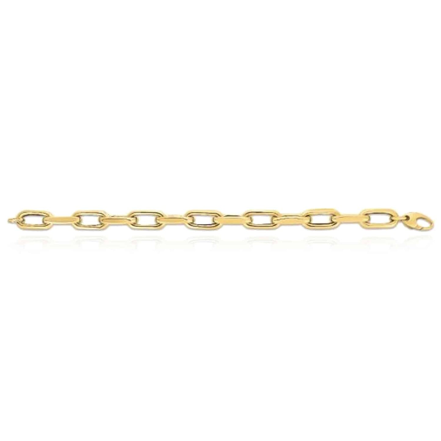 Solid 14K Real Gold 9mm Oval French Cable Bracelet 8"