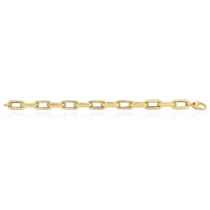 Solid 14K Real Gold 9mm Oval French Cable Bracelet 8"
