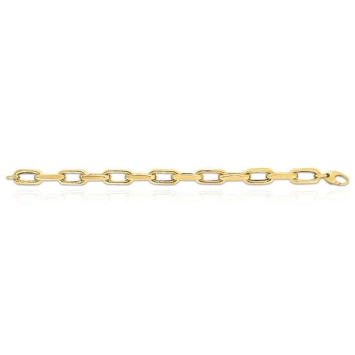 14K Yellow Gold 9mm Oval French Cable Bracelet (Solid Links) 8" - WJD Exclusives