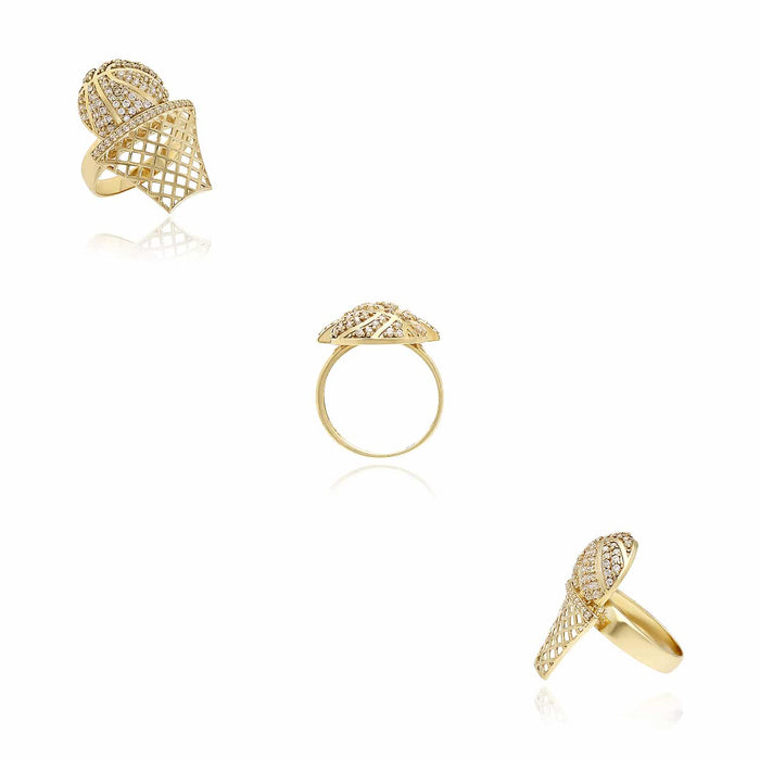 10K Gold Yellow CZ Basketball Hoop Ring - WJD Exclusives