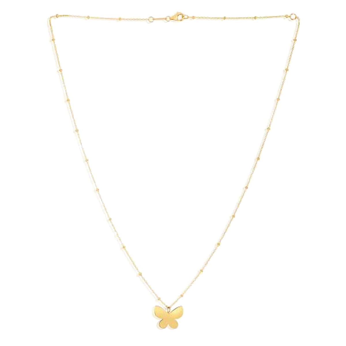 14K Yellow Gold Saturn Link Chain Butterfly Necklace (Solid Links) 16" - 18" Adjustable - WJD Exclusives