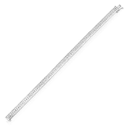 14K Real Gold Yellow White Rose 6mm Diamond-Cut Bulky Flexible Bangle Bracelet 7"