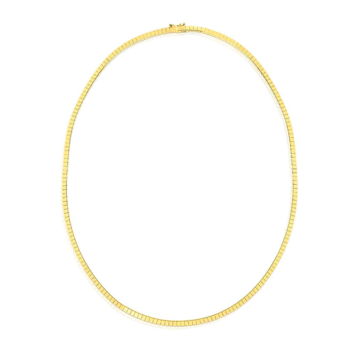 14K Yellow Gold 3.2mm Omega Cubetto Chain (Solid Links) 16" - 20" - WJD Exclusives