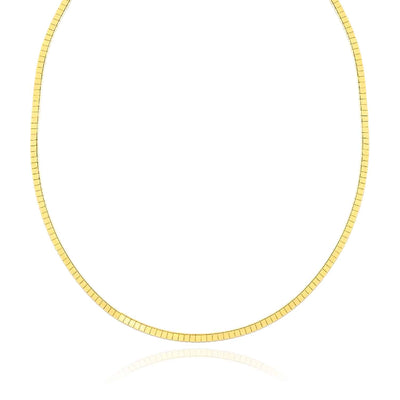 14K Yellow Gold 3.2mm Omega Cubetto Chain (Solid Links) 16" - 20" - WJD Exclusives