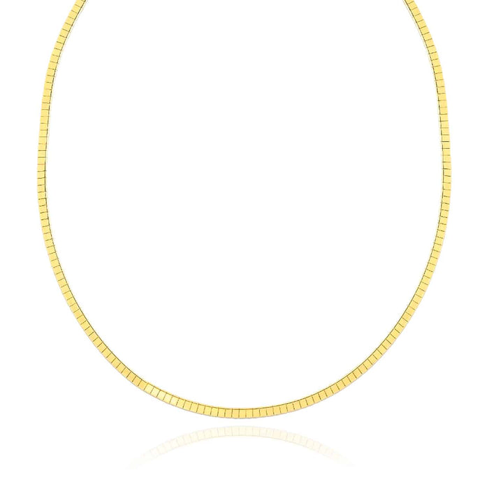 14K Yellow Gold 3.2mm Omega Cubetto Chain (Solid Links) 16" - 20" - WJD Exclusives