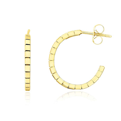 14K Gold Omega C - Hoop Push Back Earrings 19mm - WJD Exclusives
