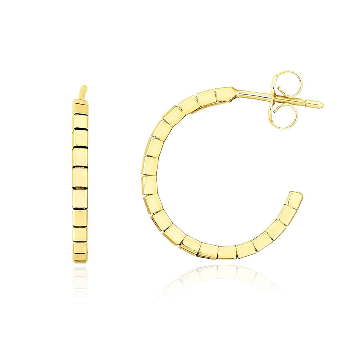 14K Gold Omega C - Hoop Push Back Earrings 19mm - WJD Exclusives