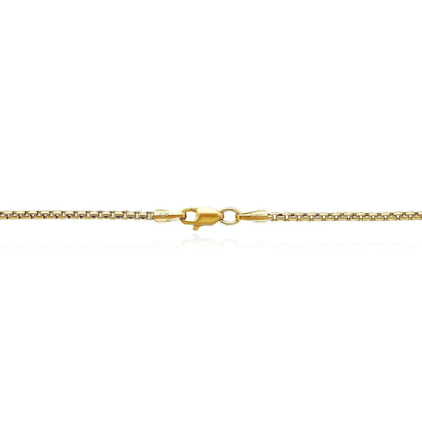 14K Real Gold 1.7mm Solid Round Box Necklace 16"-24"