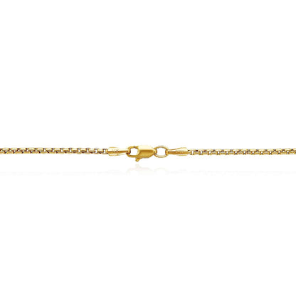 14K Real Gold 1.7mm Solid Round Box Necklace 16"-24"