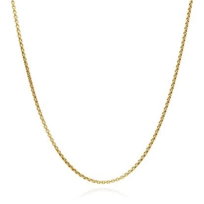 14K Real Gold 1.7mm Solid Round Box Necklace 16"-24"