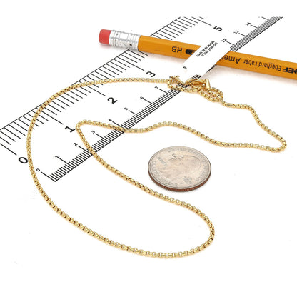 14K Real Gold 1.7mm Solid Round Box Necklace 16"-24"
