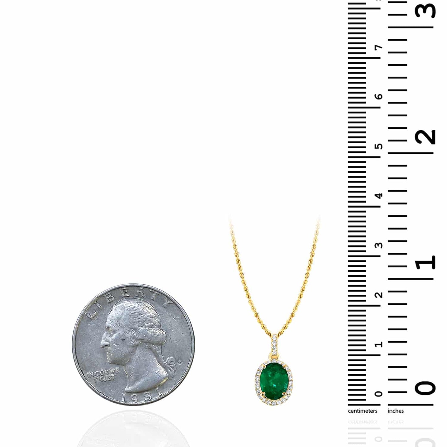1.10CTW Real Diamond 14K Real Gold Green Oval Emerald Halo Pendant 0.55"