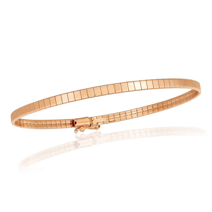 14K Yellow White Rose Gold 3.2mm Security Safety Lock Cubetto Omega Bracelet (Solid Links) 7" - WJD Exclusives