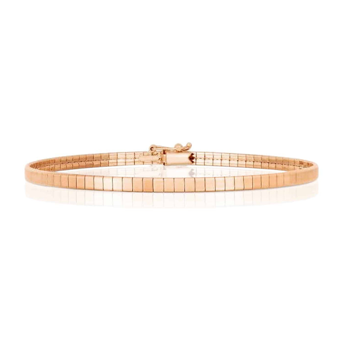 14K Yellow White Rose Gold 3.2mm Security Safety Lock Cubetto Omega Bracelet (Solid Links) 7" - WJD Exclusives