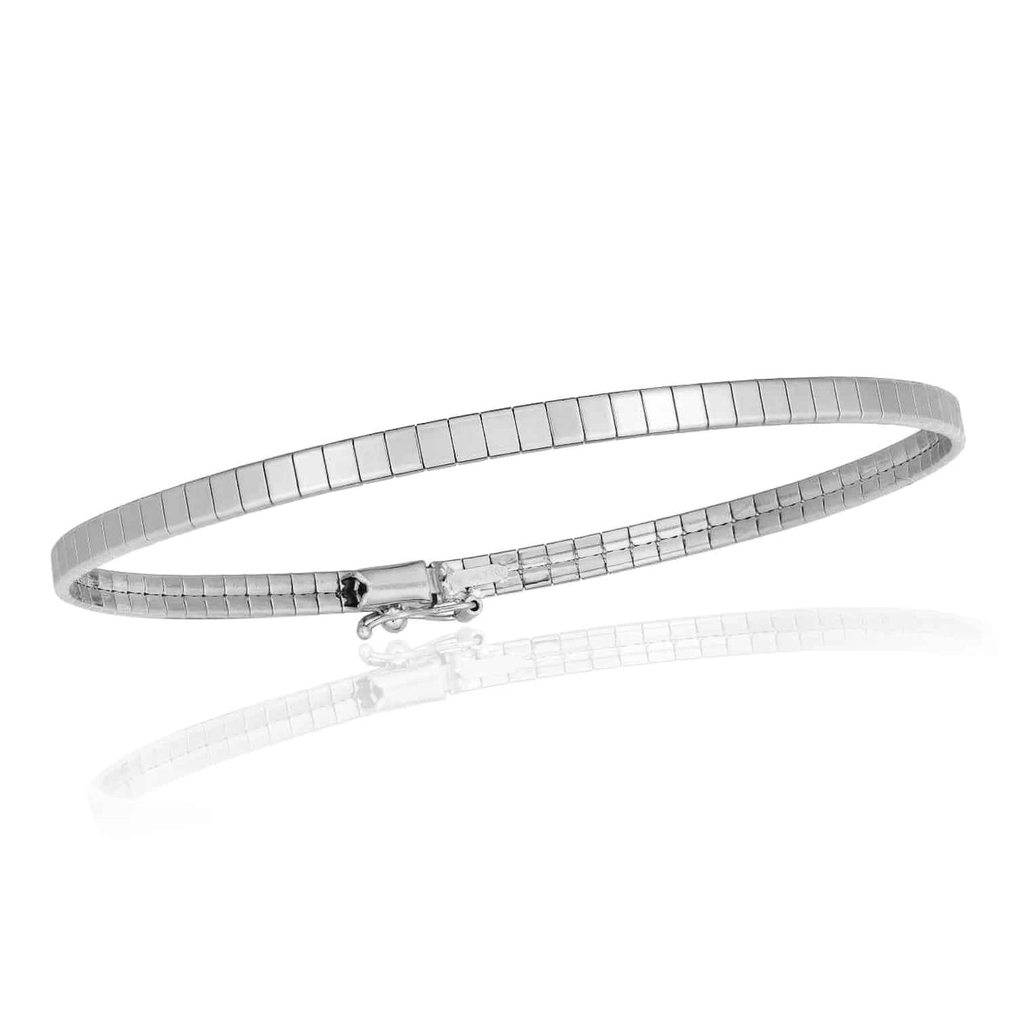 14K Real Gold Yellow White Rose 3.2mm Security Safety Lock Cubetto Omega Bracelet 7"