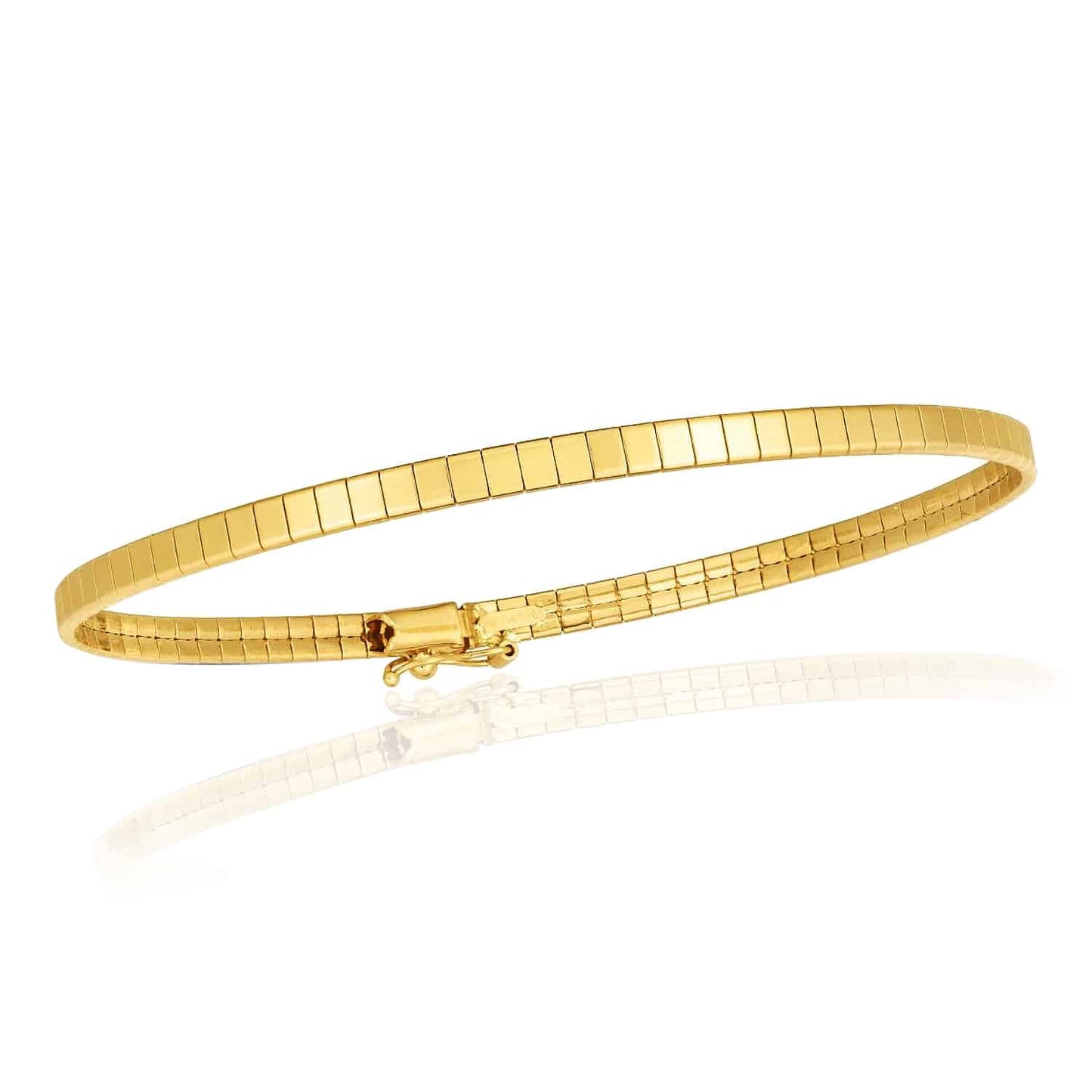 14K Real Gold Yellow White Rose 3.2mm Security Safety Lock Cubetto Omega Bracelet 7"