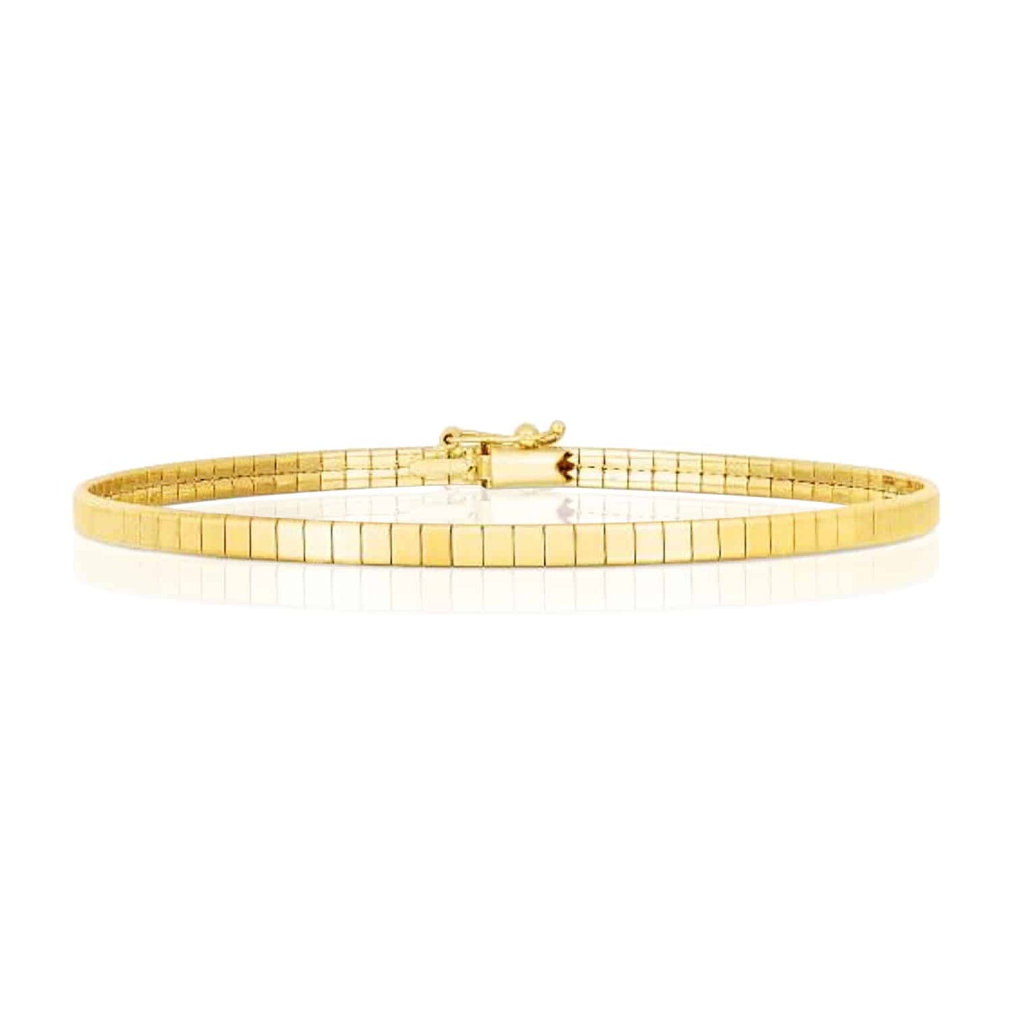 14K Real Gold Yellow White Rose 3.2mm Security Safety Lock Cubetto Omega Bracelet 7"