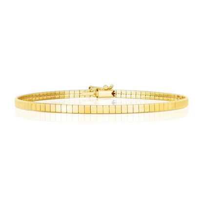14K Real Gold Yellow White Rose 3.2mm Security Safety Lock Cubetto Omega Bracelet 7"