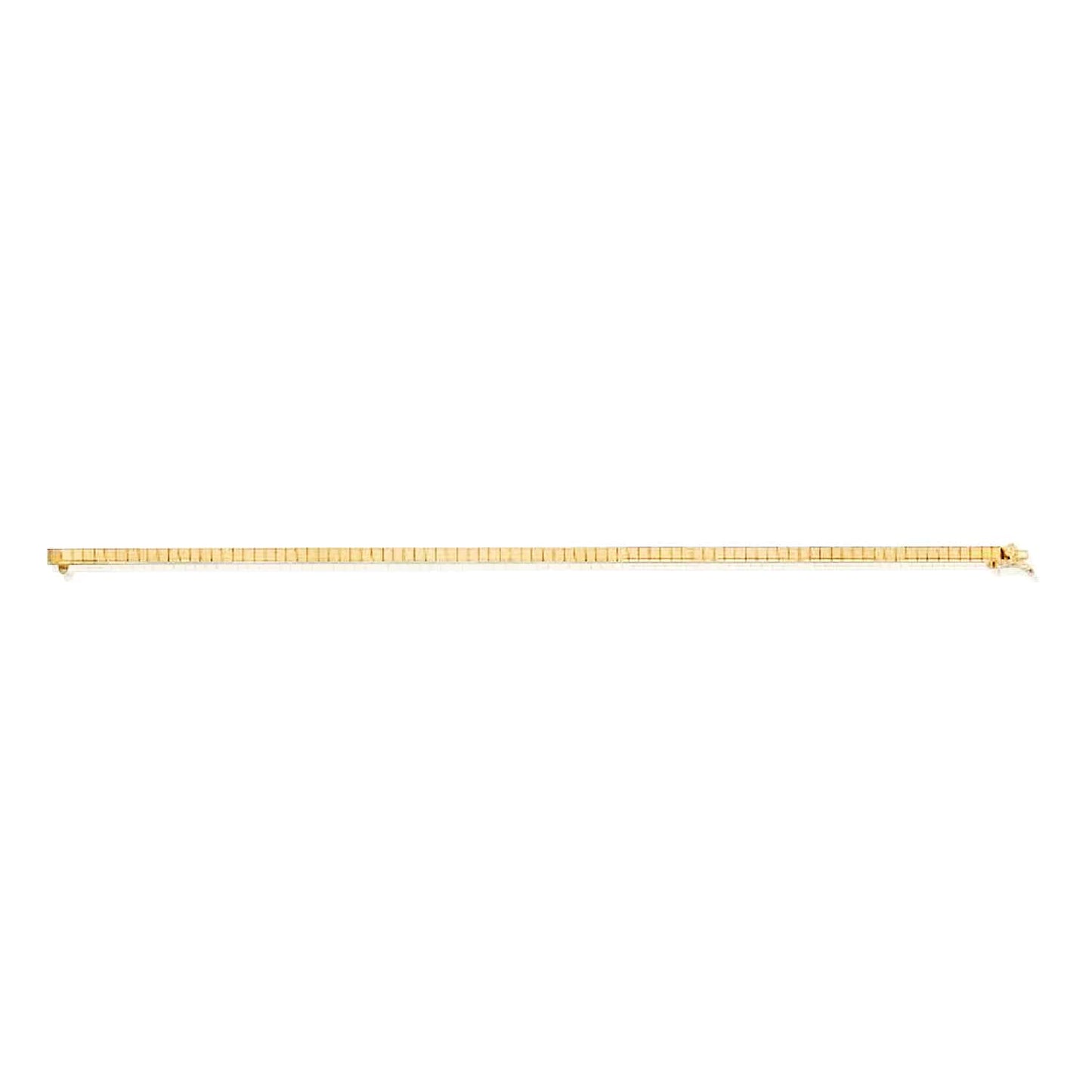 14K Real Gold Yellow White Rose 3.2mm Security Safety Lock Cubetto Omega Bracelet 7"