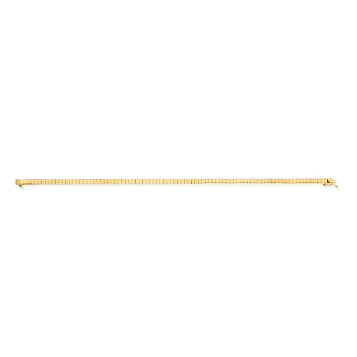 14K Yellow White Rose Gold 3.2mm Security Safety Lock Cubetto Omega Bracelet (Solid Links) 7" - WJD Exclusives
