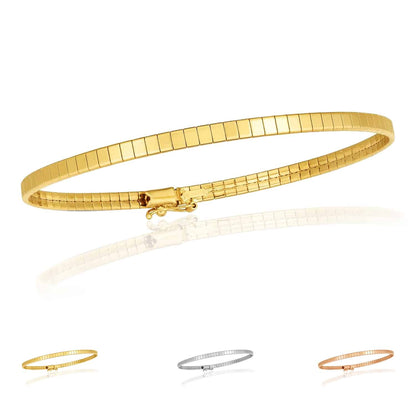 14K Real Gold Yellow White Rose 3.2mm Security Safety Lock Cubetto Omega Bracelet 7"