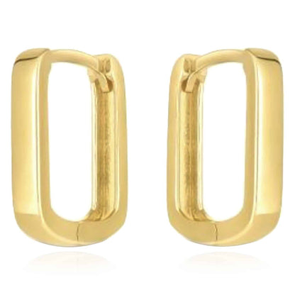 Real 14K Gold Mini Square Snap Clasp Huggie Hoop Earrings 12mm