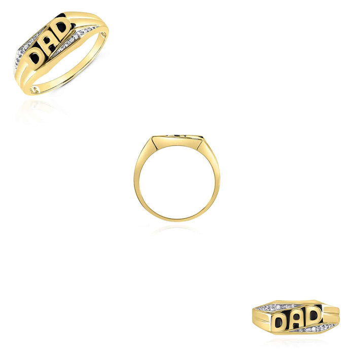 .01CTW Natural Diamond 10K Yellow Gold Dynamic DAD Ring - WJD Exclusives