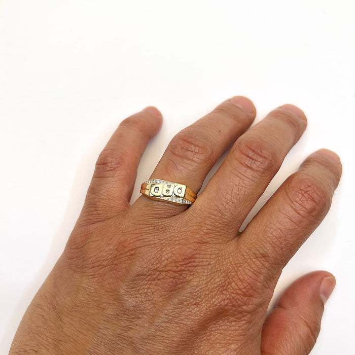 .01CTW Natural Diamond 10K Yellow Gold Dynamic DAD Ring - WJD Exclusives