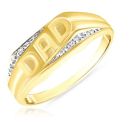 .01CTW Natural Diamond 10K Yellow Gold Dynamic DAD Ring - WJD Exclusives