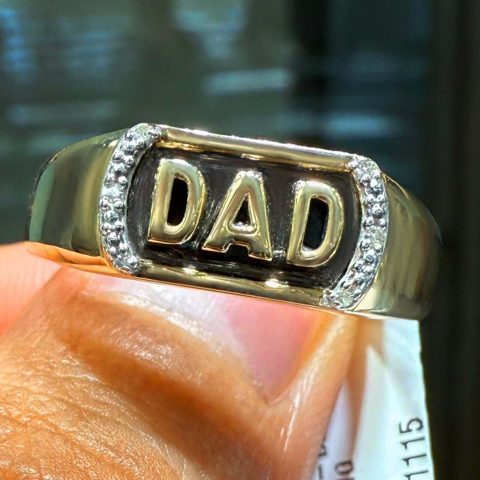 0.02CTW Natural Diamond 10K Yellow Gold DAD Signet Ring - WJD Exclusives