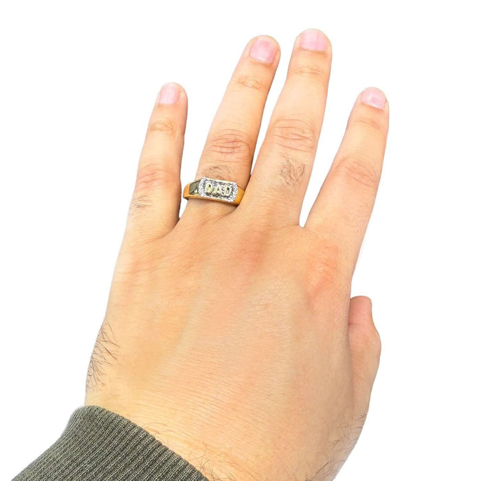 0.02CTW Natural Diamond 10K Yellow Gold DAD Signet Ring - WJD Exclusives