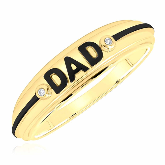 .01CTW Natural Diamond 10K Yellow Gold DAD Band Ring - WJD Exclusives