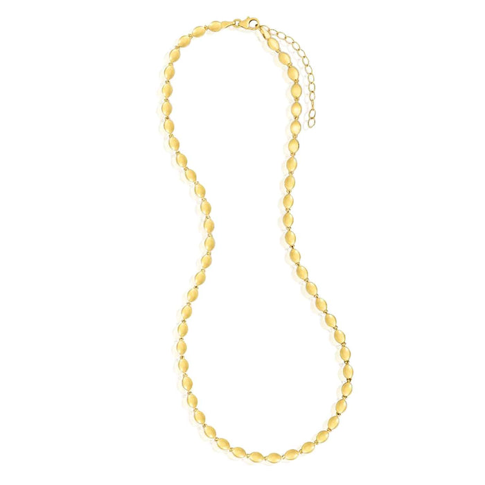 14K Yellow Gold 4mm Pebble Ball Beaded Chain (Solid Links) 16" - 18" Adjustable - WJD Exclusives