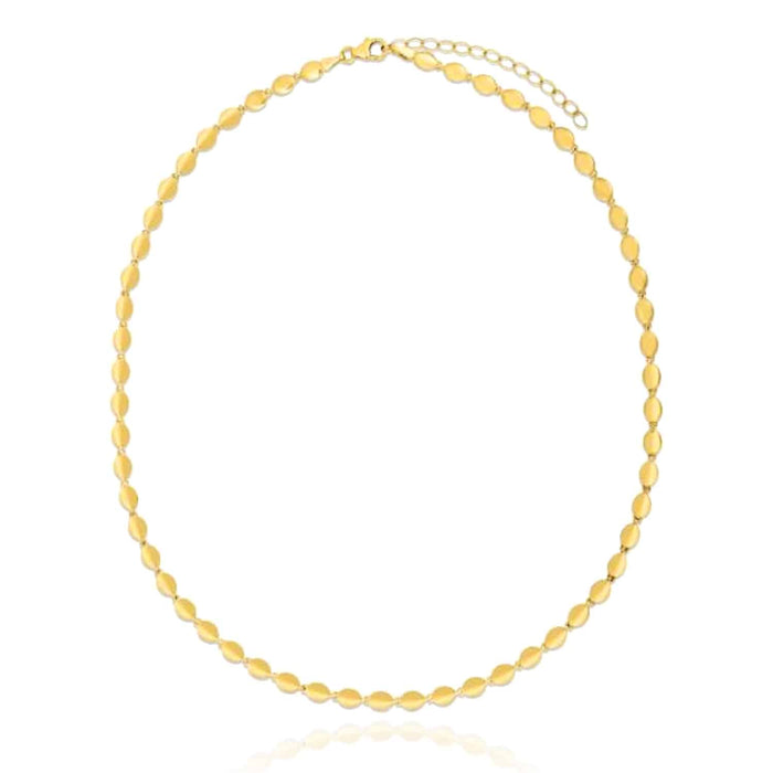 14K Yellow Gold 4mm Pebble Ball Beaded Chain (Solid Links) 16" - 18" Adjustable - WJD Exclusives