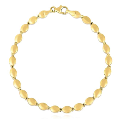 14K Yellow Gold 4mm Pebble Ball Bead Bracelet (Solid Links) 7" - WJD Exclusives