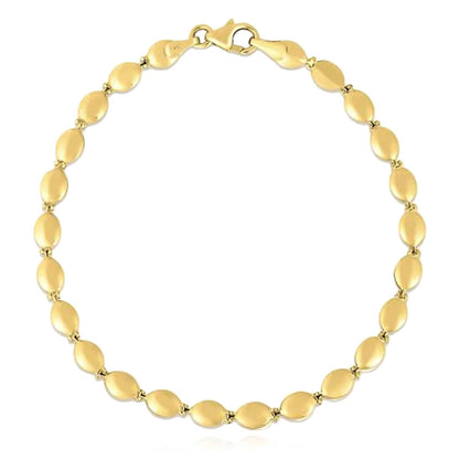 14K Real Gold Yellow 4mm Pebble Ball Bead Bracelet 7"