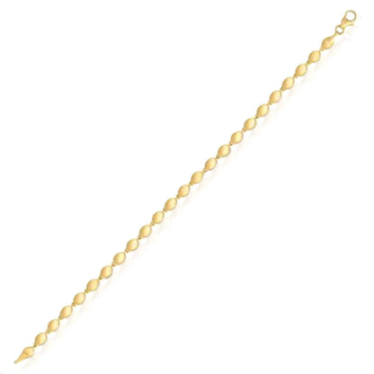 14K Real Gold Yellow 4mm Pebble Ball Bead Bracelet 7"