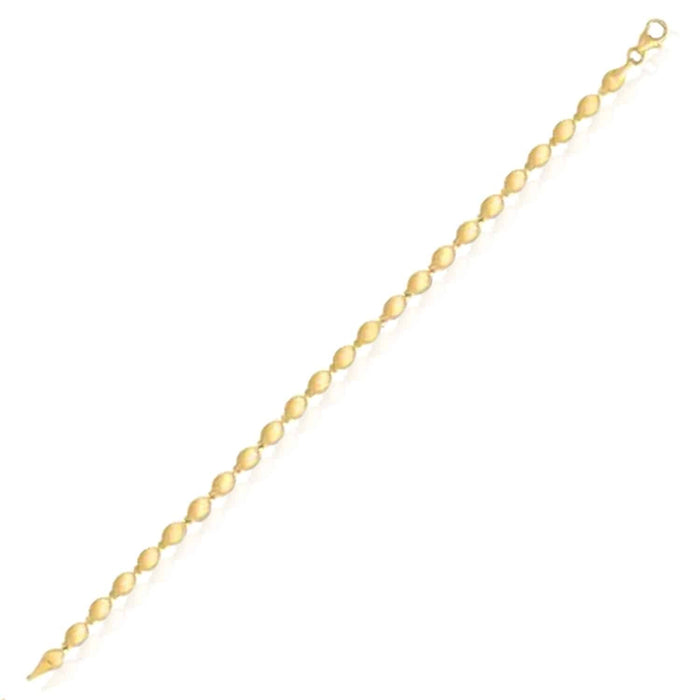 14K Yellow Gold 4mm Pebble Ball Bead Bracelet (Solid Links) 7" - WJD Exclusives