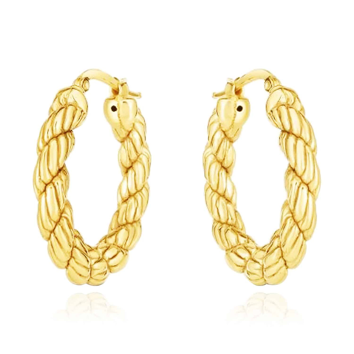 14K Gold Twisted Rope Hoop Earrings 29mm - WJD Exclusives