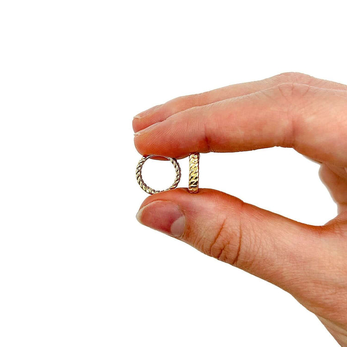 14K Gold Braided Huggie Hoop Snap Clasp Earrings 14mm - WJD Exclusives